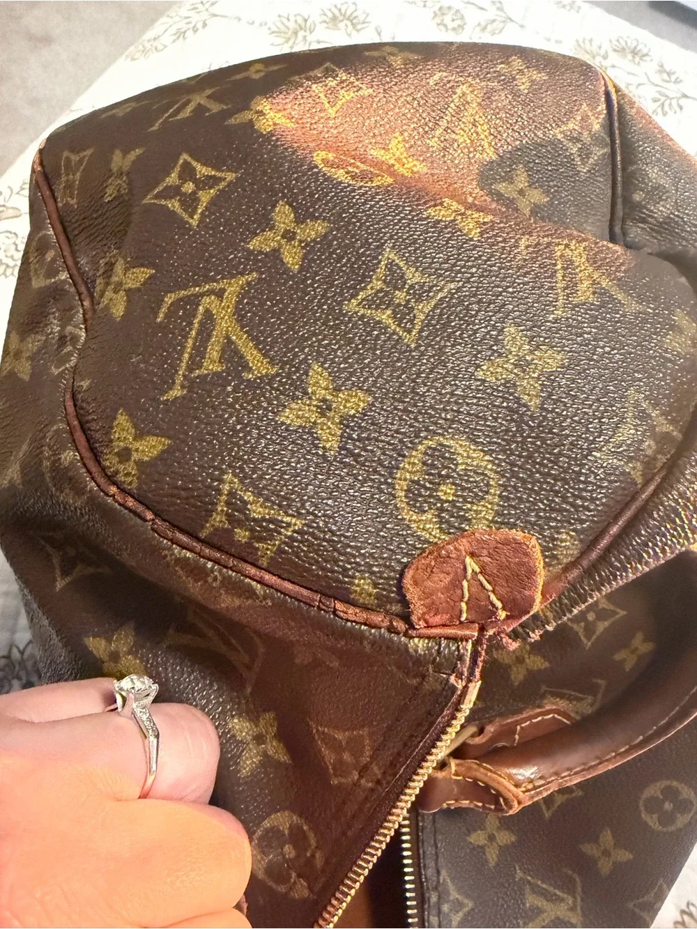 Louis Vuitton Brown Monogram Canvas Satchel with Gold Hardware